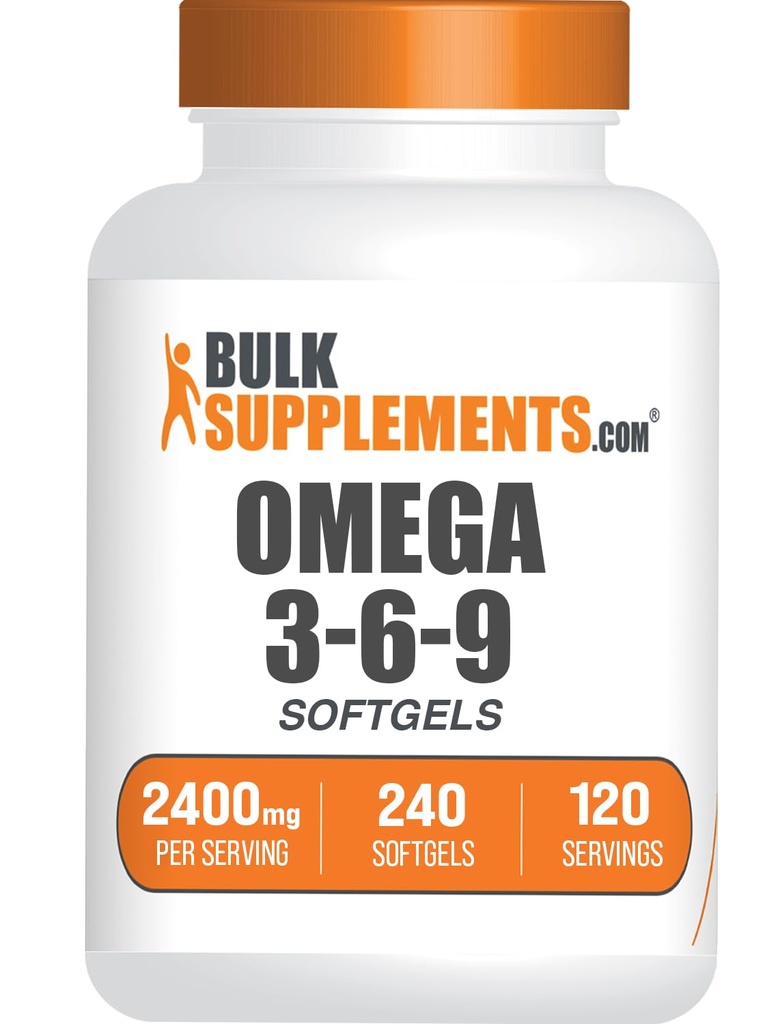 BulkSupplements.com Omega 3-6-9 Softgels - Triple Omega Supplement, van Vlaszaad, Avond Primrose & Fish Oil - 2 Softgels per Serving, 240 Tellen (Pack of 1)