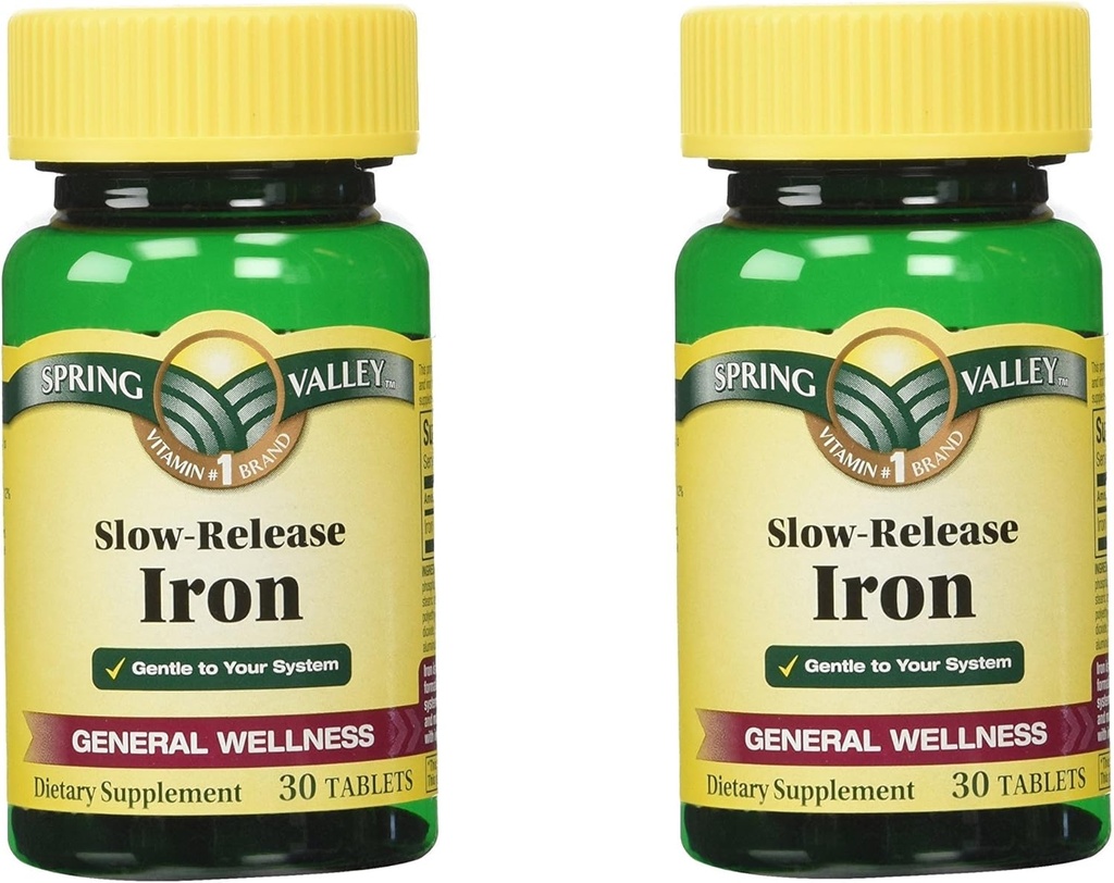 Spring Valley Slow Release Iron, 30 tabletten (2 verpakkingen)
