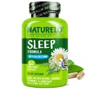 NATURELO Slaaphulp - met Melatonine, Magnesium, GABA, Valeriaanwortel, Lemon Balm, Kamille Kruidenextracten - Plant-Based Slaaphulp - 60 Vegan Capsules