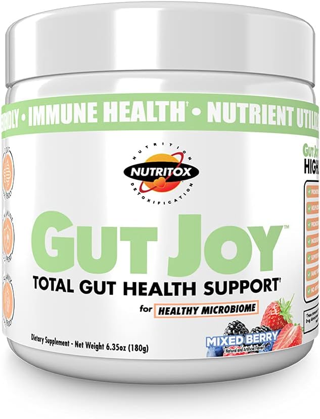 Gut Joy - Totale Gut Health Ondersteuning. Gepoederd supplement voor ondersteuning Gut Health, en volledige wellness - gemengde Berry smaak, 30 porties