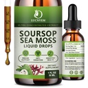 (2 Pack) Biologische Soursop Graviola met Zee Moss Liquid Drops, Soursop Bitters Liquid Rich in Multivitamine voor Natuurlijke Antioxidant, Immune Boost, Cell Support & Regeneration, Ananas smaak