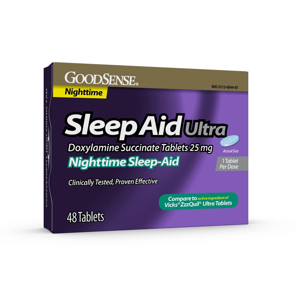 GoodSense Nighttime Sleep-Aid Ultra Tablets, Doxylamine Succinaat 25 mg, 48 Tellen
