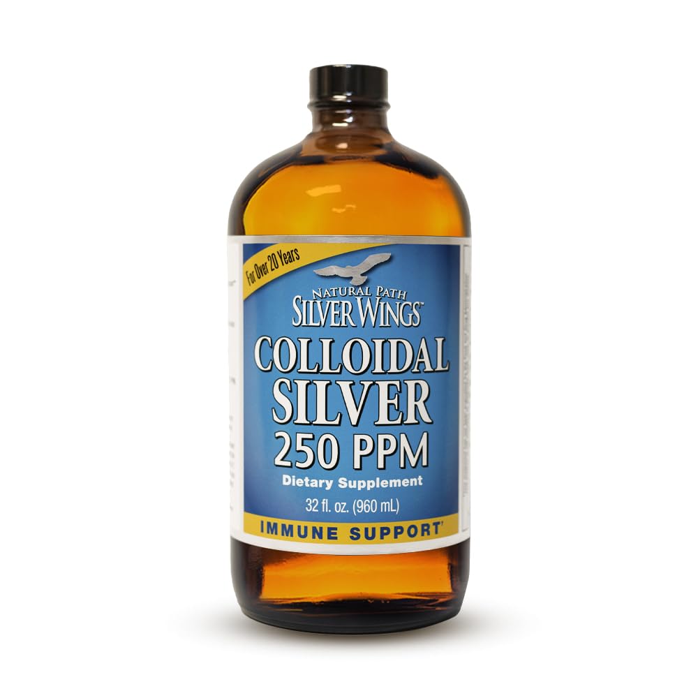 Natural Path Silver Wings Collective Silver Liquid - Enhanced Immune Support Supplement - 250ppm (1250mcg) - 32oz