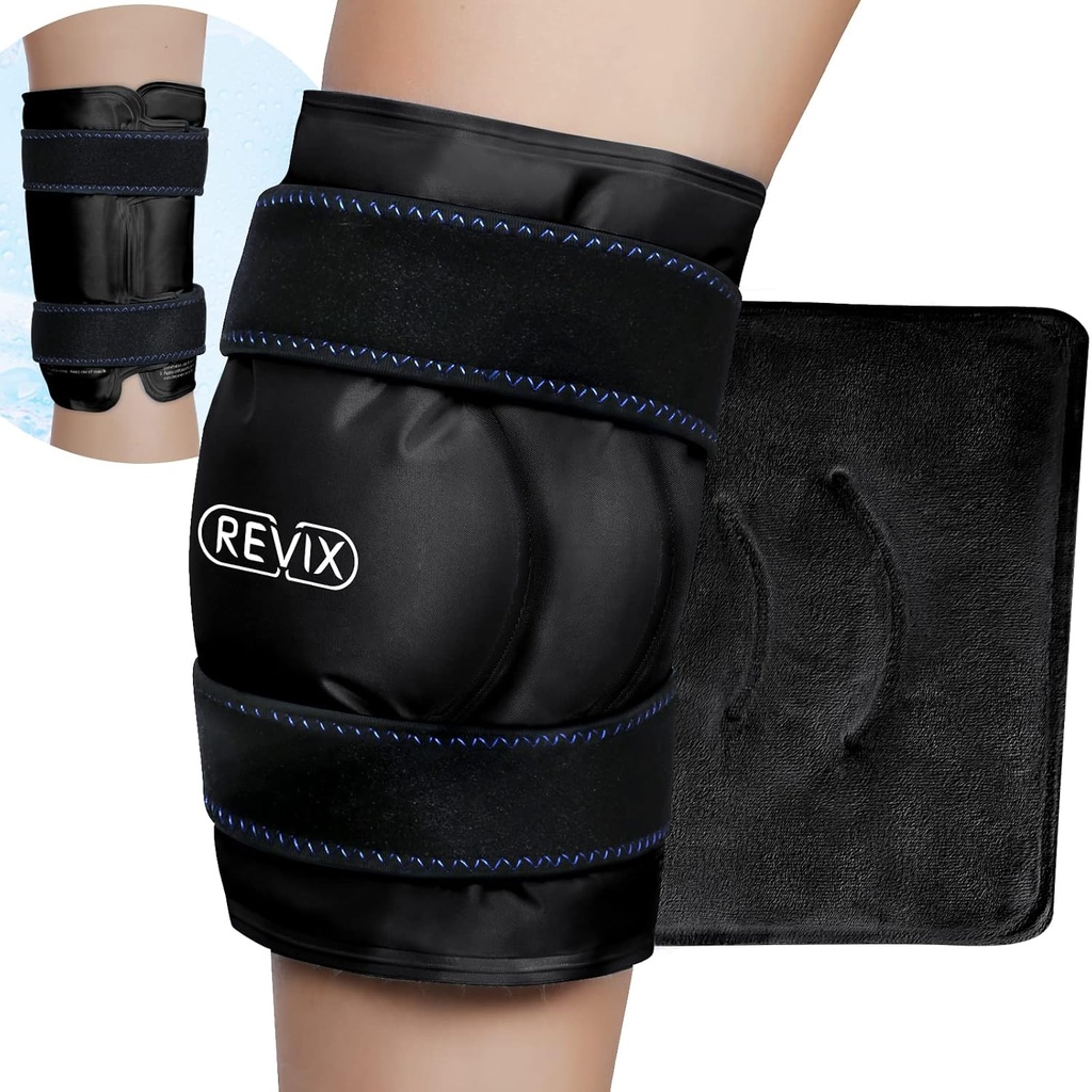 REVIX XL Ice Pack voor Knie Replacement Recovery, Ice Wrap met koude compressie voor ongemak en vermoeidheid, Gel Cold Pack Wrap rond hele knie, bevordering van flexibiliteit en mobiliteit