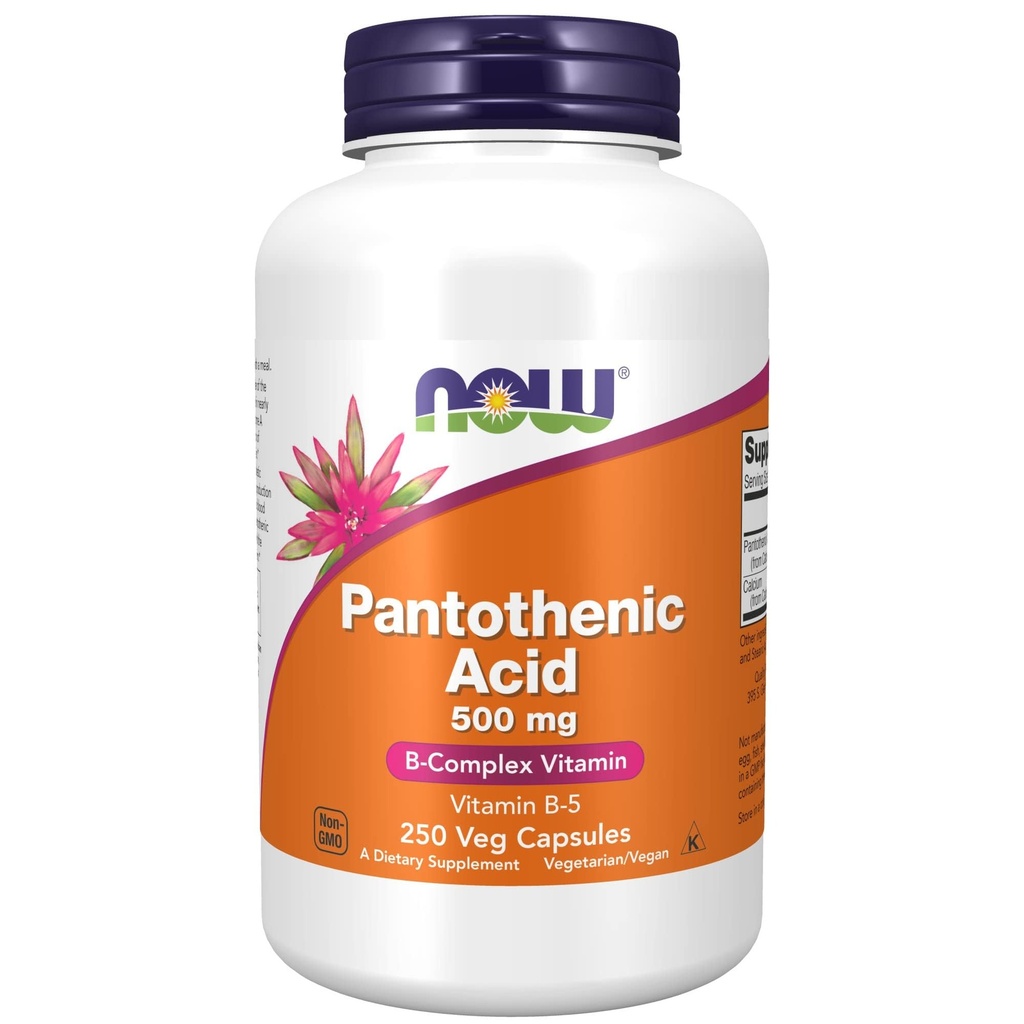 NOW Foods Supplements,pantotheenzuur (vitamine B-5) 500 mg,B-complexe vitamine,250 capsules