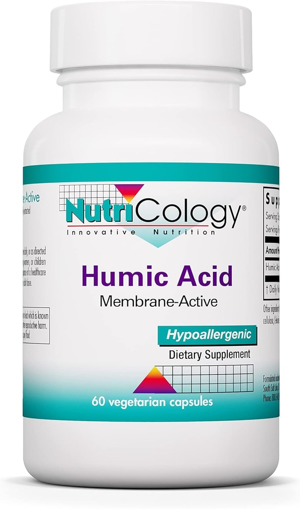 Nutricology Humic Acid Supplement - Immune System Support, Humic Acid for Humans, 750mg Humic Minerals, Membrane-Active, Vegetarian Capsule - 60 Count