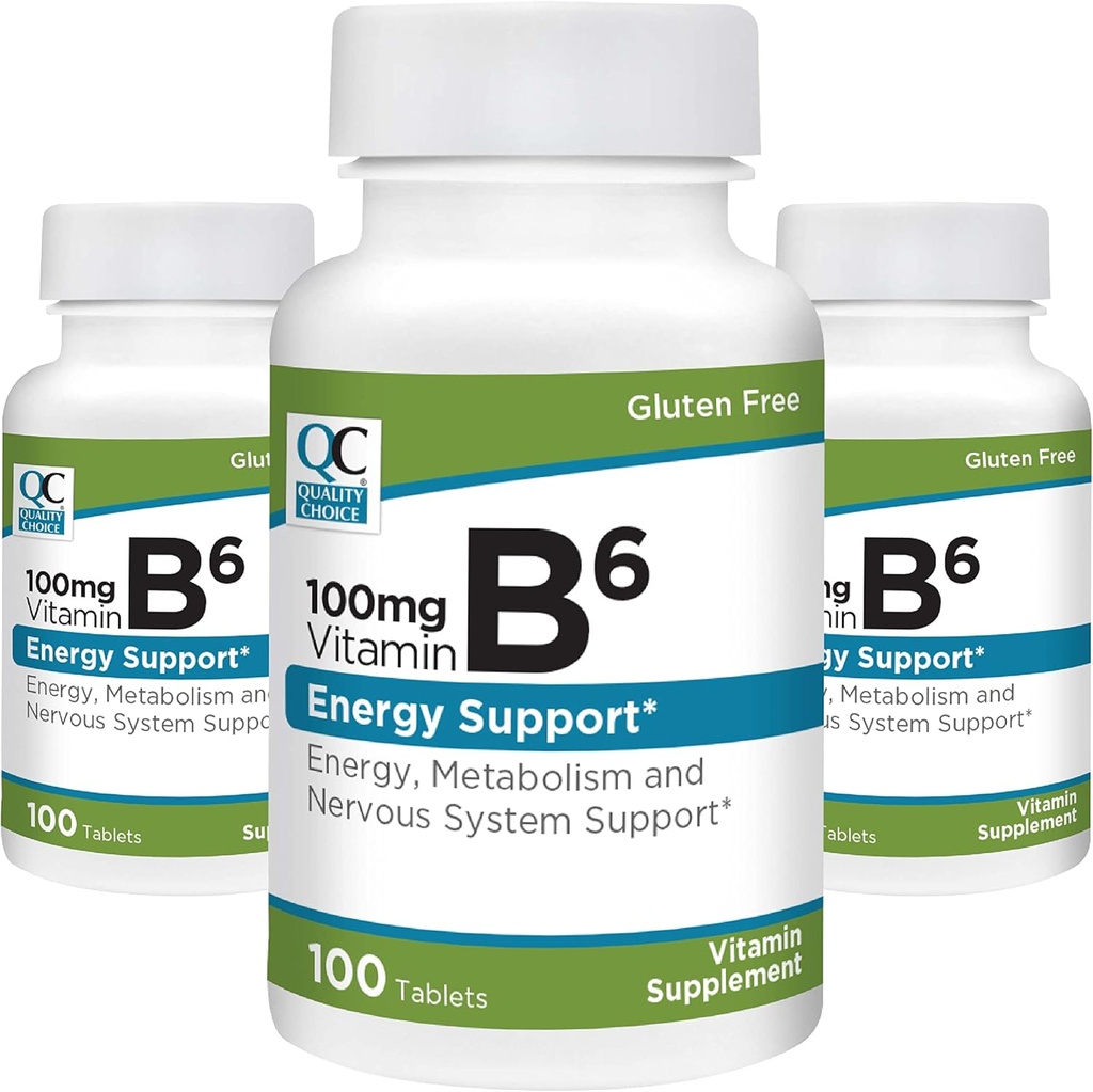 Quality Choice Vitamine B6 100mg 100 Telflessen tabletten (3 verpakkingen)