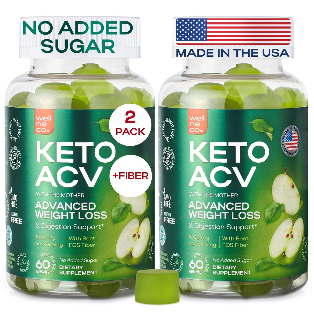 Geavanceerde Keto ACV Gummies voor gewichtsverlies 1000 Mg - Natuurlijke GLP-1 Ondersteuning - Apple Cider Vinegar Gummies Made in USA for Metabolisme - ACV, Beet FOS Fiber - Keto Supplement Kelly Clarkson - Sugar Free