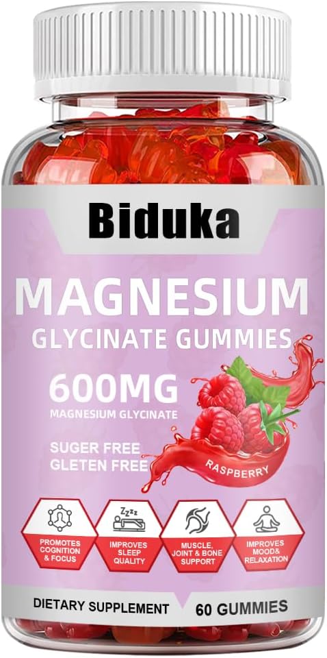 900(600+300) mg Magnesium Glycinate Gummies, L-threonaat, Calcium, Natrium, Vitamine K, D, B6, Vegan, 60 Tellingen