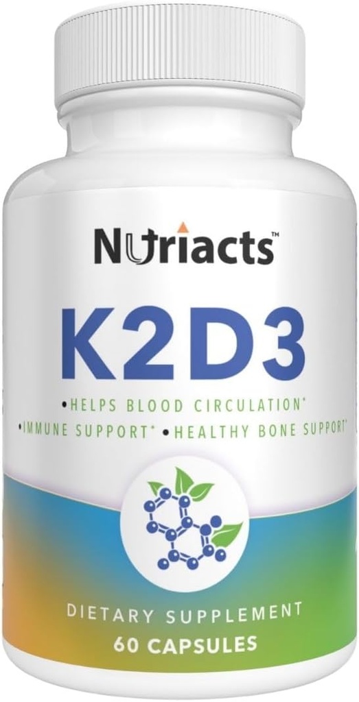 Vitamine D3 K2 met Calcium & BioPerine 60 capsules - Uitgebreide botgezondheid, Cardiovasculaire ondersteuning, Verbeterde absorptie - Non-GMO, Suikervrij