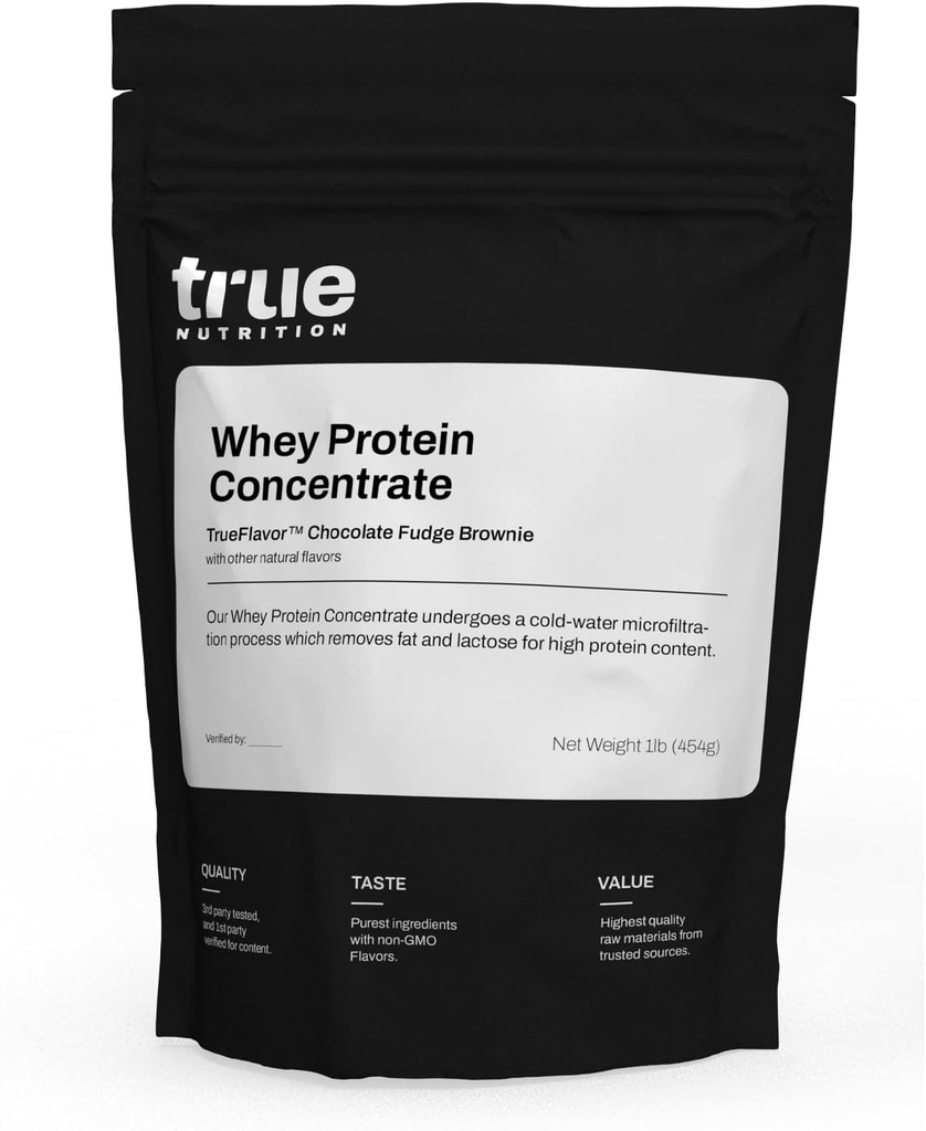 True Nutrition - Wei Proteïne Concentraat - 100% Wei Proteïne Poeder - Fast Acting Low Carb Powder with Essential Amino acids - High in Leucine - Chocolate Fudge Brownie - 1lb.