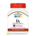21st Century Healthcare Vitamine D3 125 mcg (5.000 IE) Snelle afgifte Softgels, 110 Tel.