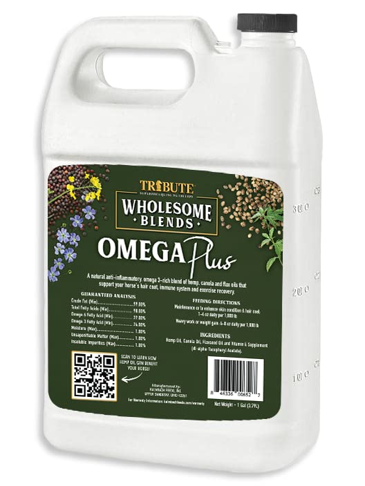 Gezonde Blends Omega Plus Oil Supplement voor paarden, 1 Gallon