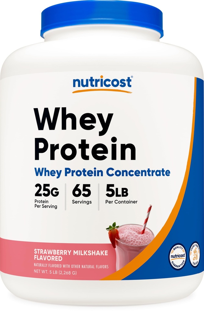 Nutricost Wei eiwitconcentraat (Strawberry Milkshake) 5LBS - Glutenvrij en GGOvrij