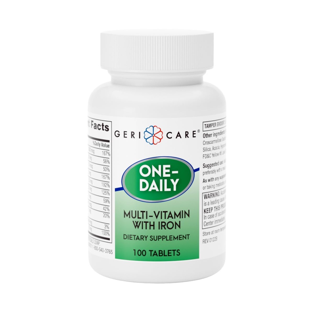 GeriCare One-Daily Multi-Vitamin met ijzertabletten, 100 Tellen (verpakking van 1)