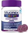 Mucinex Kinderen Mighty Kauwen Nacht Kids Hoest Geneeskunde, Gemakkelijk te doseren Cough Suppressant met Dextromethorfan, Kinderen Travel Medicine voor Hoest, Gemengde Berry smaak, 16 Gemedicineerde Kauwtabletten