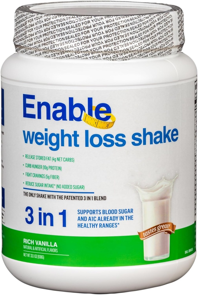 Weight Loss Shake inschakelen - Heerlijke Vanille smaak voor gezonde en tevreden Maaltijd Vervanging, 2lb 8oz