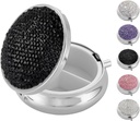 Bling Cute Small Pill Box, Rhinestone Pill Case voor Vrouwen Meisjes Visolie Vitaminen Medicine, Metaal Portable Pill Case Organizer voor Purse, Pocket, Reizen (Bling Black)