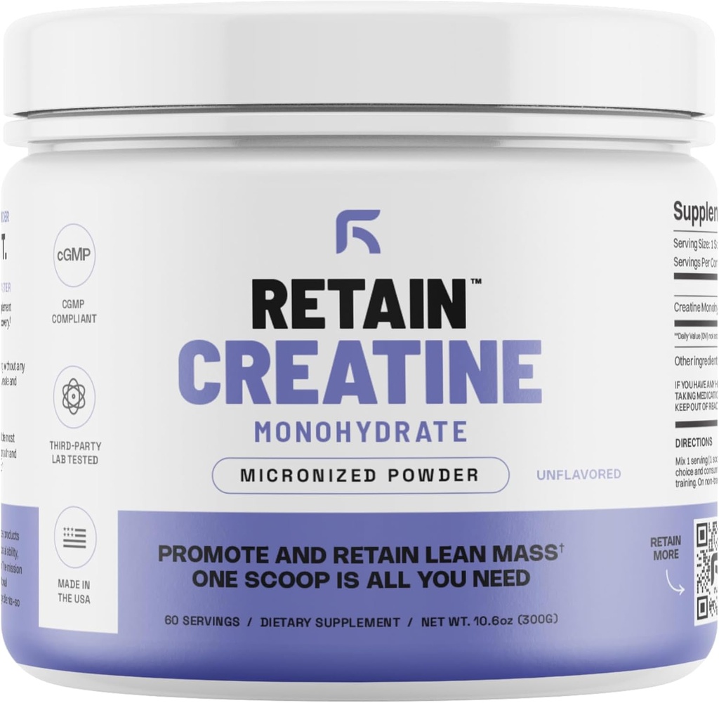 HOUD Creatine Monohydraat Poeder (60 Serv) - 100% Micronized Hoge Absorptie Creatine Monohydraat, Lean Muscle Mass & Recovery