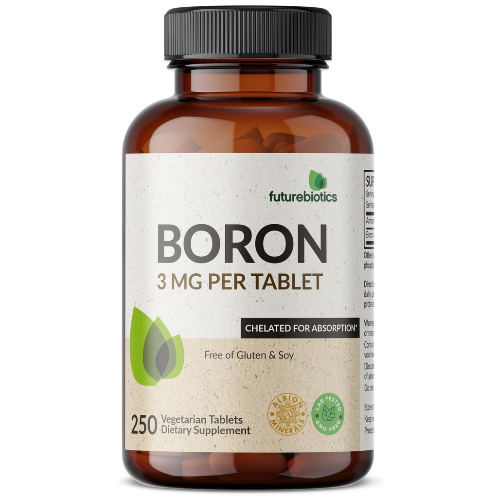 Futurebiotica Boron 3mg, vegetarisch, niet-GMO, gecheleerd voor absorptie, 250 tabletten