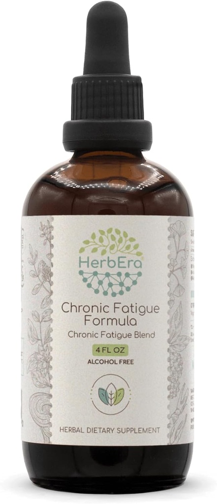 HerbEra Chronic Fatigue Formula B120 Alcoholvrij Extract Tinctuur: Siberische Ginseng Root, Ashwagandha Root, Licorice Root, Ginkgo Biloba Leaf, Reishi Mushroom. Chronische vermoeidheid Blend 4 Fl Oz