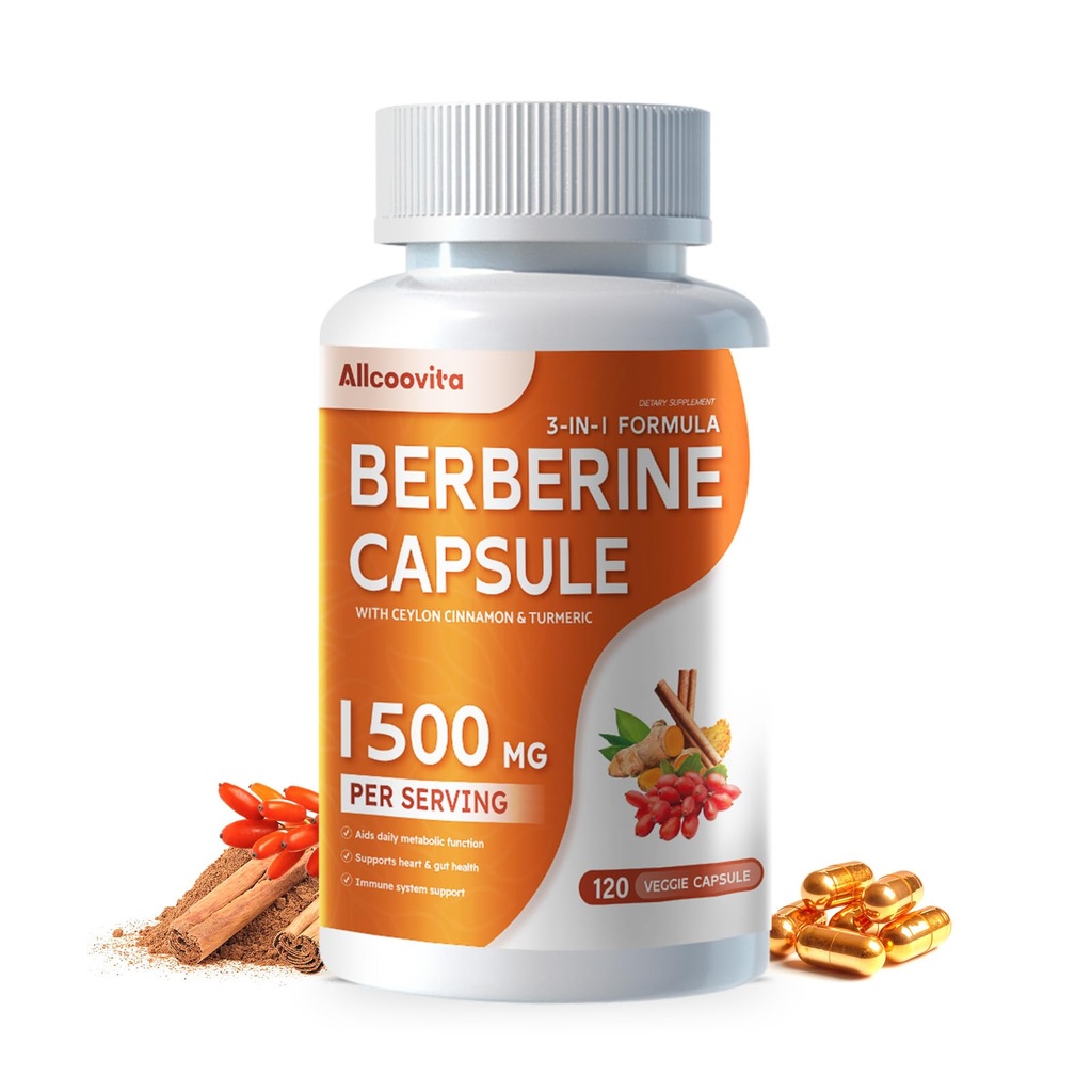 Berberine Supplement - Berberine 1500mg Per Serving,120 Capsules - Berberine HCI - Berberine Plus - Plus Pure True Ceylon Cinnamon, Berberine HCI Root Supplements Pillen