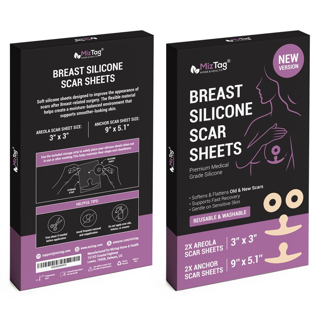 Breast reduction recovery supplies after surgery needs - Silicone scar sheets for surgical scars - Comfortable under Post op Bra