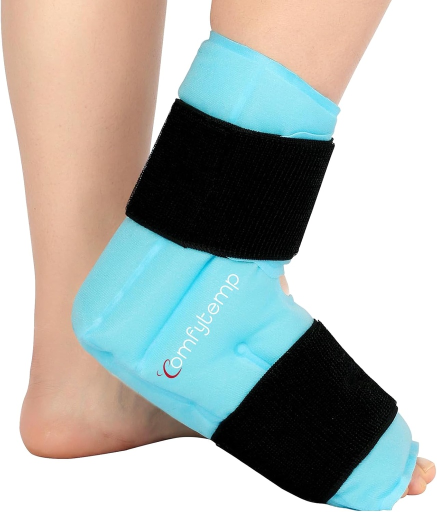 Comfytemp Enkelvoets Ice Pack Wrap voor Plantar Fasciitis Relief, FSA in aanmerking komende, Enkels Brace voor verstuikte enkel, Heel Spur, Zwelling, Achilles Tendonitis, Pijn, Hete Koude Fysische Therapie Gifts, 1 stuks