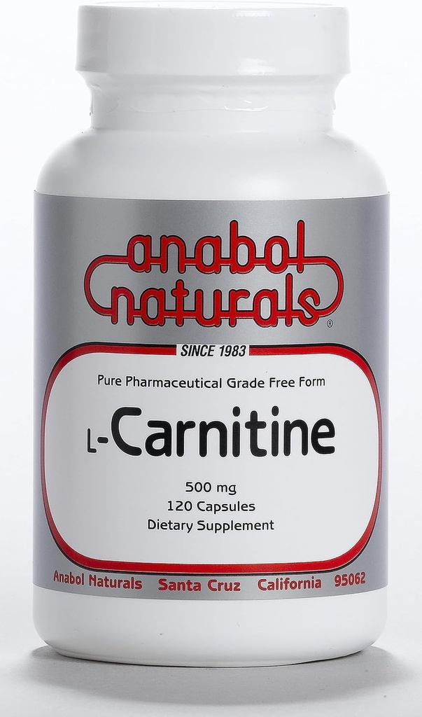 Anabol Naturals L-Carnitine 120 capsules- 500 mg Pure L-Carnitine per capsule, 120 porties