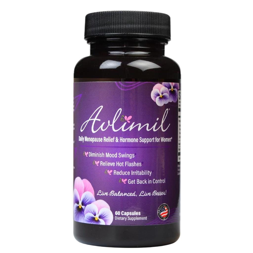 Avlimil® Hormone Balance & Menopauze Support Swings, Hot Flashes, Night Sweats and Irritability - Isoflavones, Black Cohosh, Raspberry, Valeriaan, Salie, Red Clover, Lemon Balm - 1-maand
