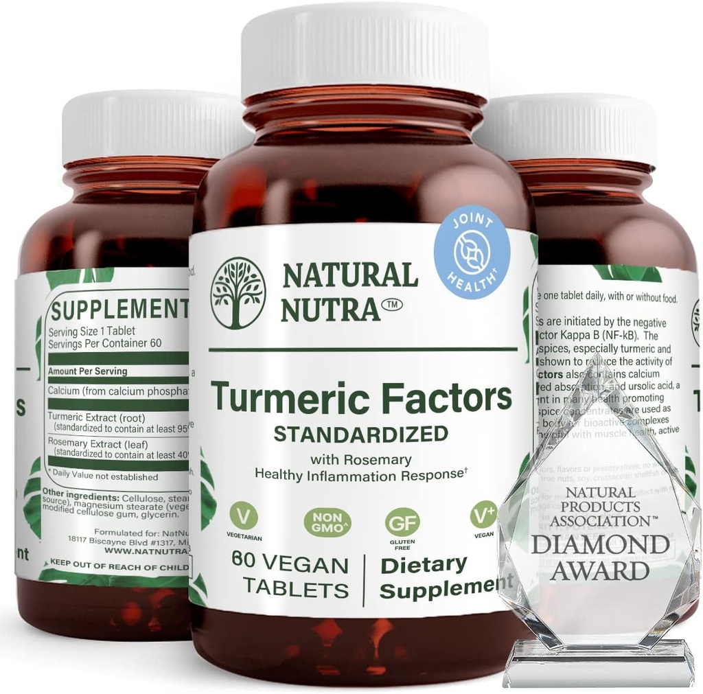 Natuurlijke Nutra Kurkuma Curcumine met 95% Curcuminoïden Extract Supplement met Rozemarijn voor Brain Health, Verbetert het geheugen en verbetert de concentratie, Verbeter de spijsvertering, 350 mg, 60 Vegan tabletten