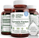 Natuurlijke Nutra Kurkuma Curcumine met 95% Curcuminoïden Extract Supplement met Rozemarijn voor Brain Health, Verbetert het geheugen en verbetert de concentratie, Verbeter de spijsvertering, 350 mg, 60 Vegan tabletten