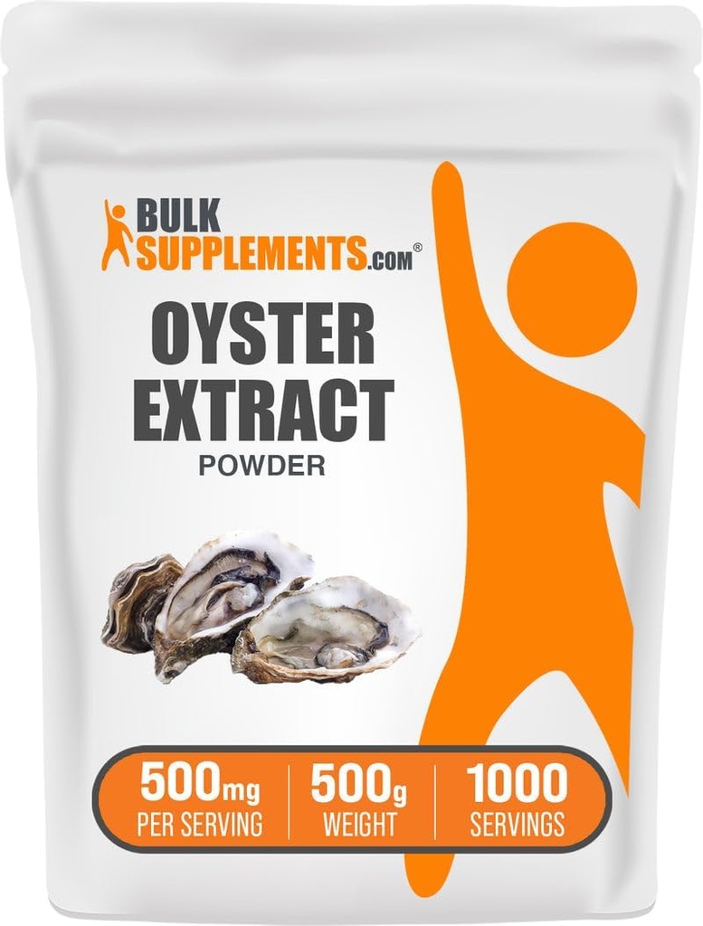 BulkSupplements.com Oyster Extract Powder - Zink Supplement, uit hele Oyster Shells - Glutenvrij, 500mg per portie, 500g (1.1 lbs) (verpakking van 1)