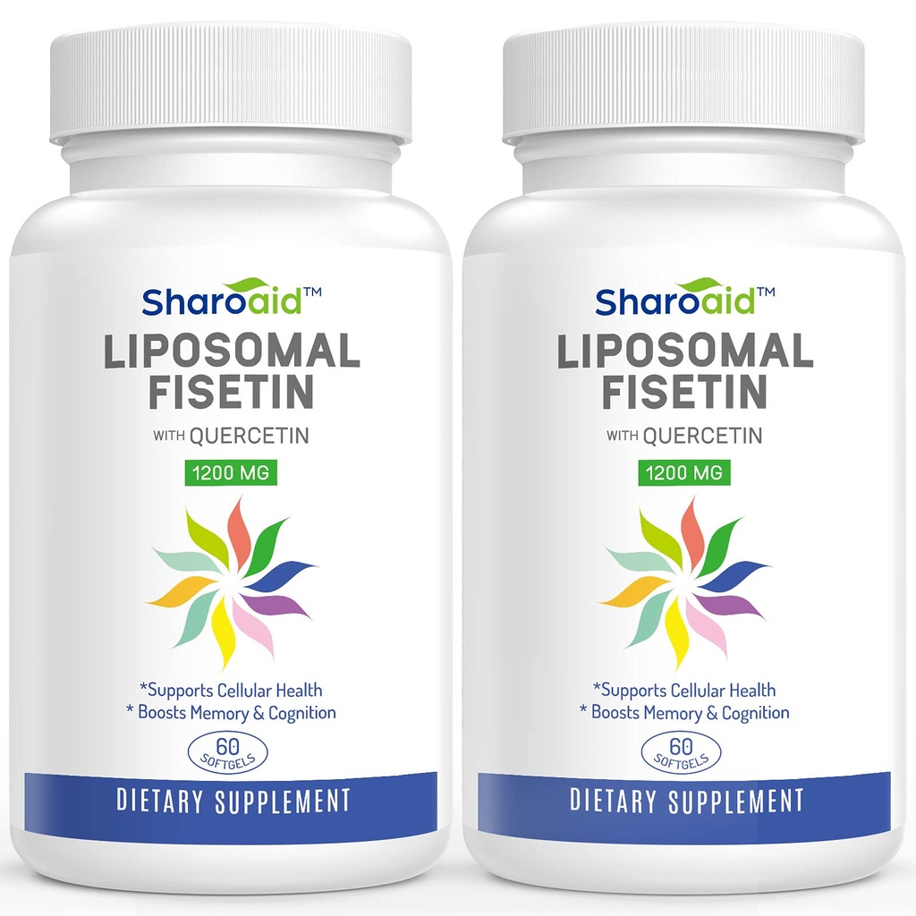 Liposomal Fisetin with Quercetin Supplements 1200 mg per Serving,High Absorption Polyphenols Antioxidants for Women,Men,Non-GMO,Gluten-Free,2 Bottle-120 Softgels