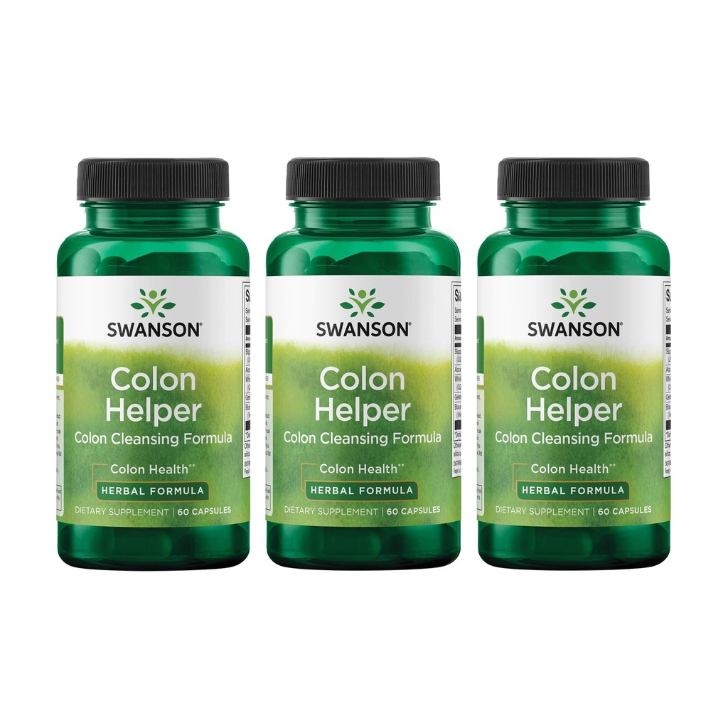 Swanson Colon Helper - bevordert de spijsvertering van de gezondheid met behulp van Vervain, Goldenseal Root, Slippery Elm Bast & More - Herbal Supplement Aiding Health Eliminaties - (60 Capsules) (3 Pack)