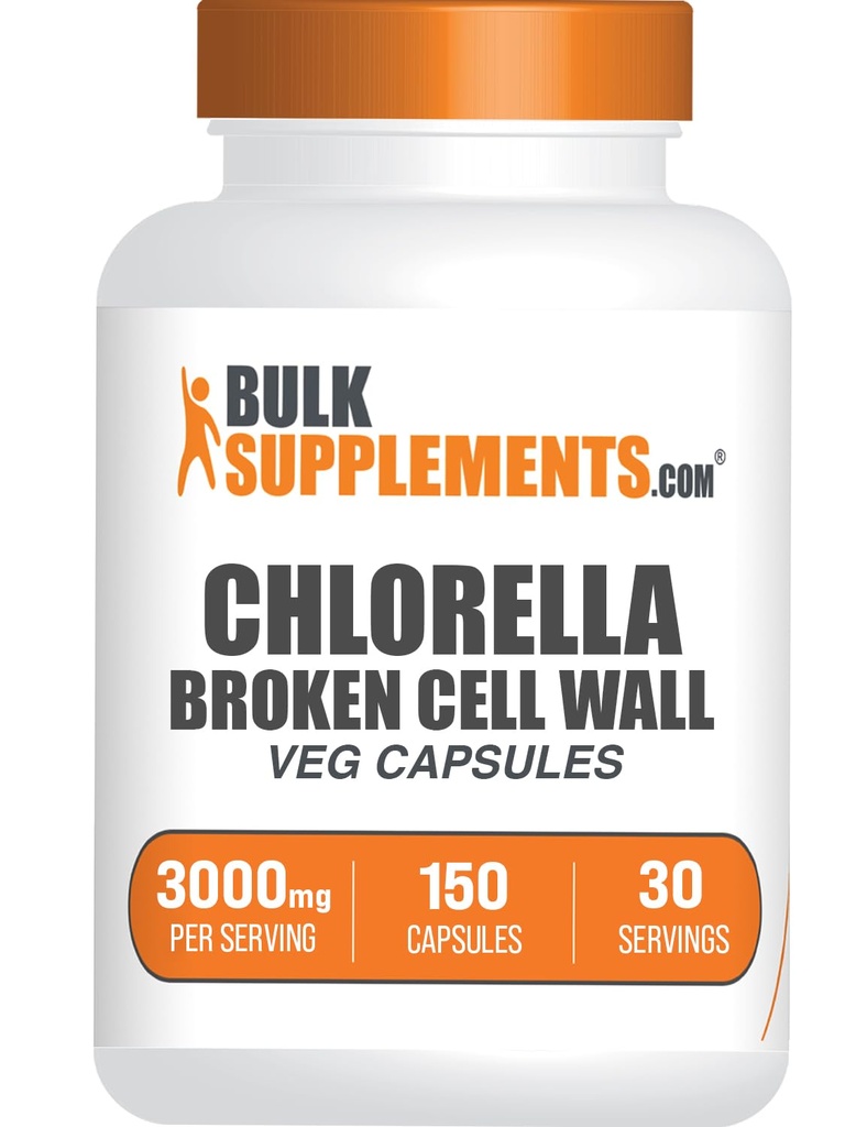BulkSupplements.com Chlorella Capsules - Gebroken Cell Wall, Chlorella Supplement - Superfood Supplement, Vegan & Glutenvrij, 5 Capsules per portie, 150 Tellen (pakket van 1)