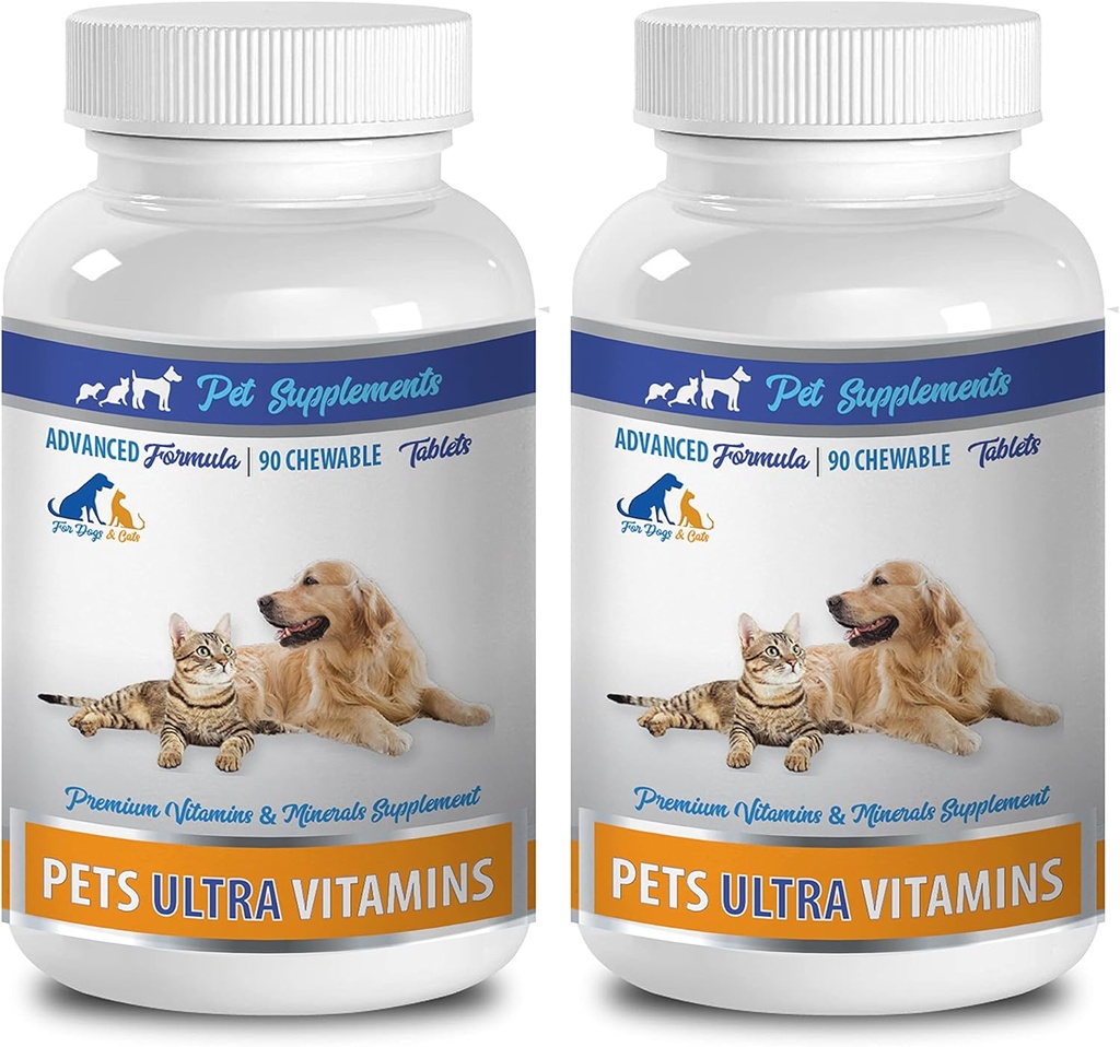 antioxidant voor katten - Ultra vitamines voor huisdieren - Honden en katten - Krachtige mineralen - kat Calciumsupplement - 2 fles (180 kauwgom)