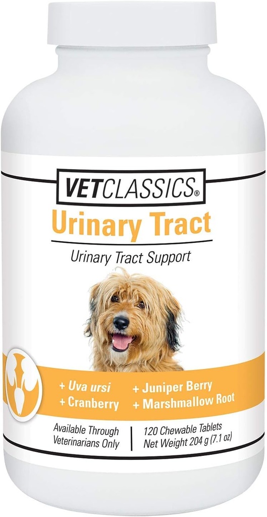 Vet Classics Urinaire Tract Hondensupplement- Urinaire Tract Ondersteuning voor honden, Huisdier Incontinence- Cranberry Hondensupplementen- Kauwtabletten 120 Ct.