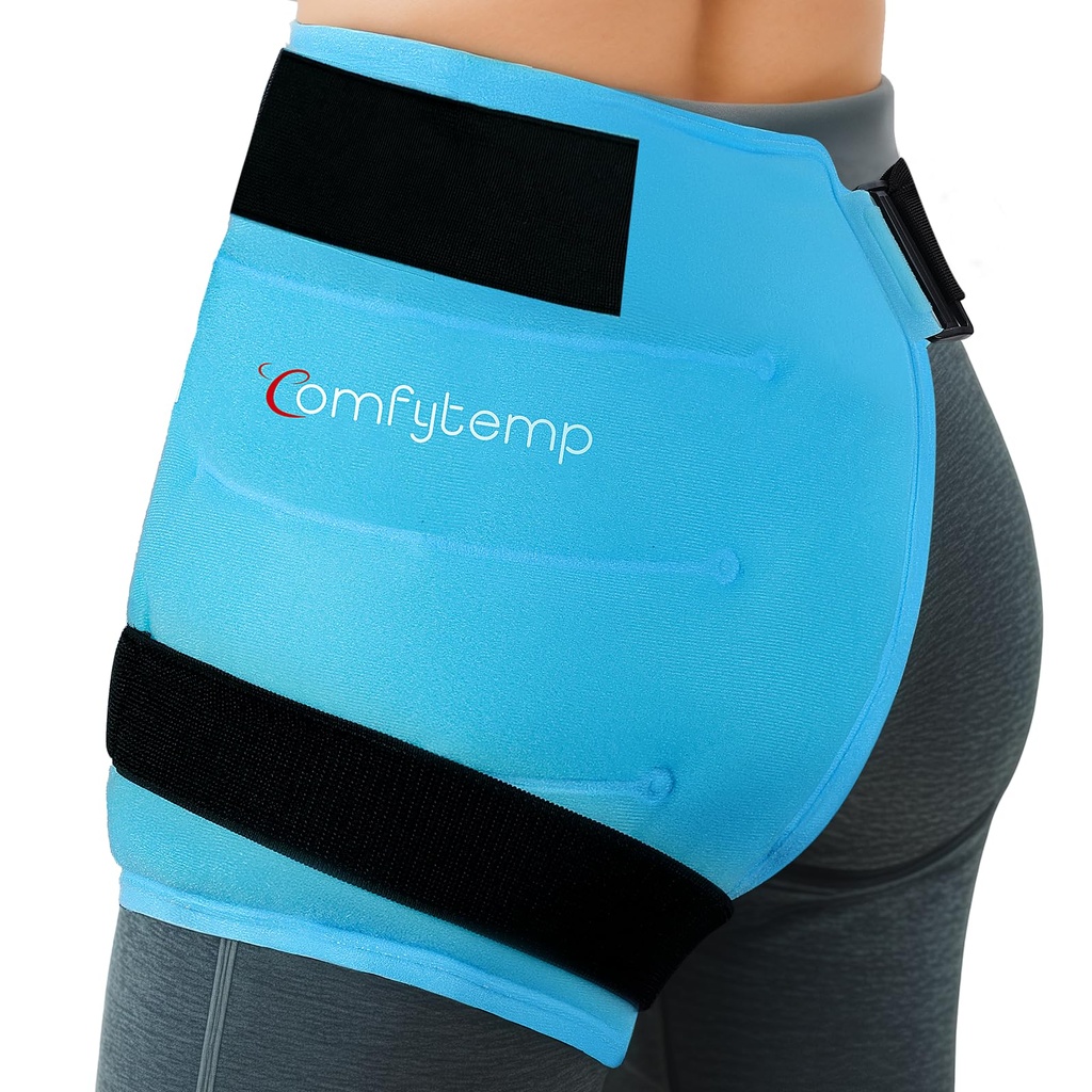 Comfytemp Hip Ice Pack Wrap voor Sciatica, Hip Replacement Kit, FSA in aanmerking komen, Herbruikbare Gel Ice Pack voor letsels, pijnverlichting, koude compress Chirurgie Recovery Items Fysische therapie voor mannen Vrouwen (S/M)