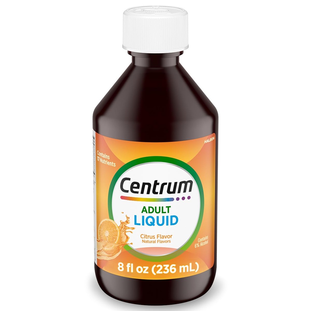 Centrum Liquid Multivitamine voor volwassenen, Multivitamine/Multimineral Supplement met B Vitaminen en Antioxidanten, Citrus smaak - 8 Fl Oz