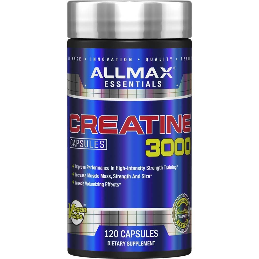 ALLMAX Nutrition - Creatine Monohydraat, Micronized Creatine Powder for Strength and Muscle Recovery, Gluten Free & Fast Absorbing, 120 Capsules