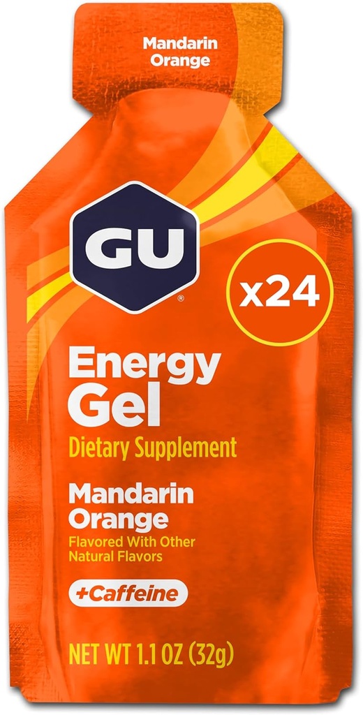 GU Energy Original Sports Nutrition Energy Gel, Mandarin Orange, 24 Count Box