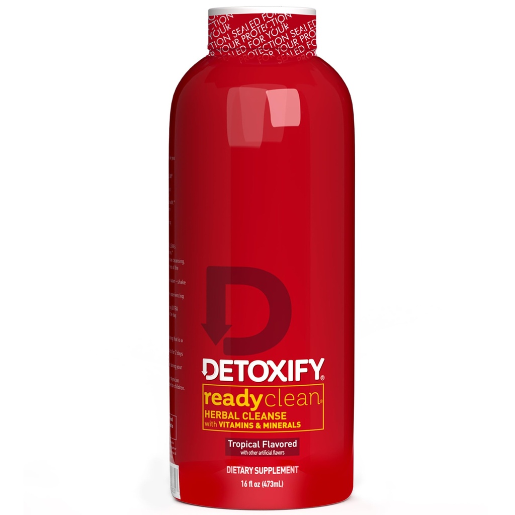 Detoxify – Ready Clean Herbal Cleanse – Tropical – 16 oz – Professionally Formulated Herbal Detox Drink – Enhanced with Milk Thistle Seed Extract & Burdock Root Extract – Plus Sticker.