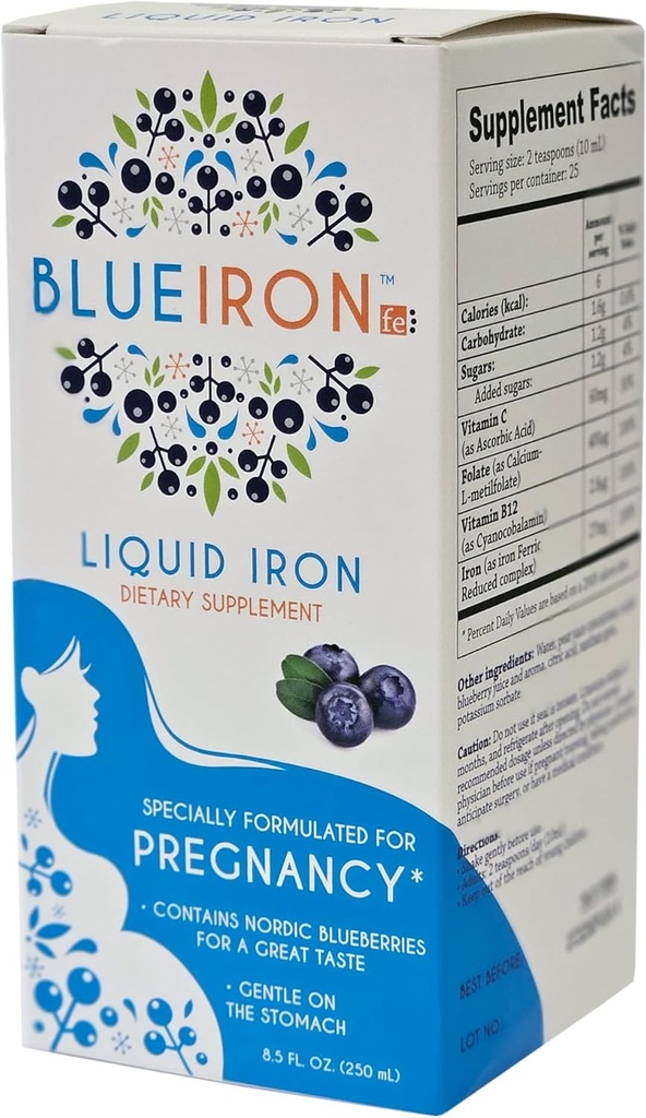 Zwangerschap Liquid Mineral Supplement, Iron, Gemaakt met Nordic Blueberrys uit Finland voor een grote smaak, Vol met gunstige antioxidanten, 8.5 fl oz