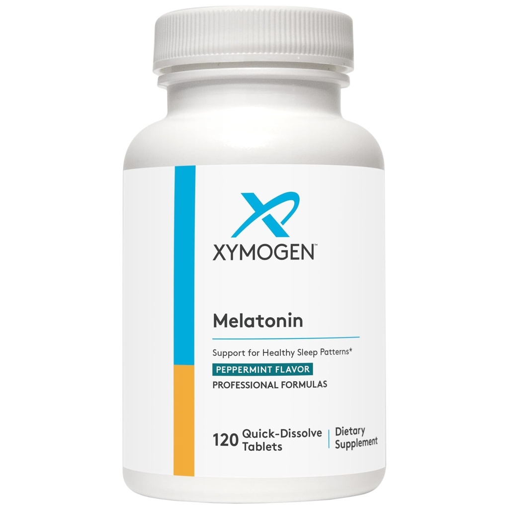 XYMOGEN Melatonine - Peppermint Lozenges - 3mg Melatonine Supplement voor Nacht, Antioxidant + Immuun Ondersteuning (120 Quick-Dissolve Tablets)