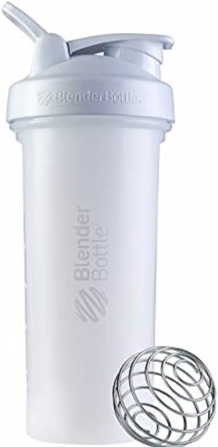 BlenderBattle Classic V2 Shaker Bottle Perfect voor eiwitshakes en pre-workout, 28-ounce, wit