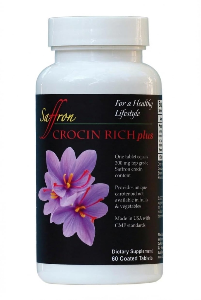 Brain Supplement for Memory & Focus – Crocin Rich Plus Nootropic with High-Potency Crocin (Key Active in Saffron), Supports Mood, Sleep & Cognitive Function, 60 Tablets