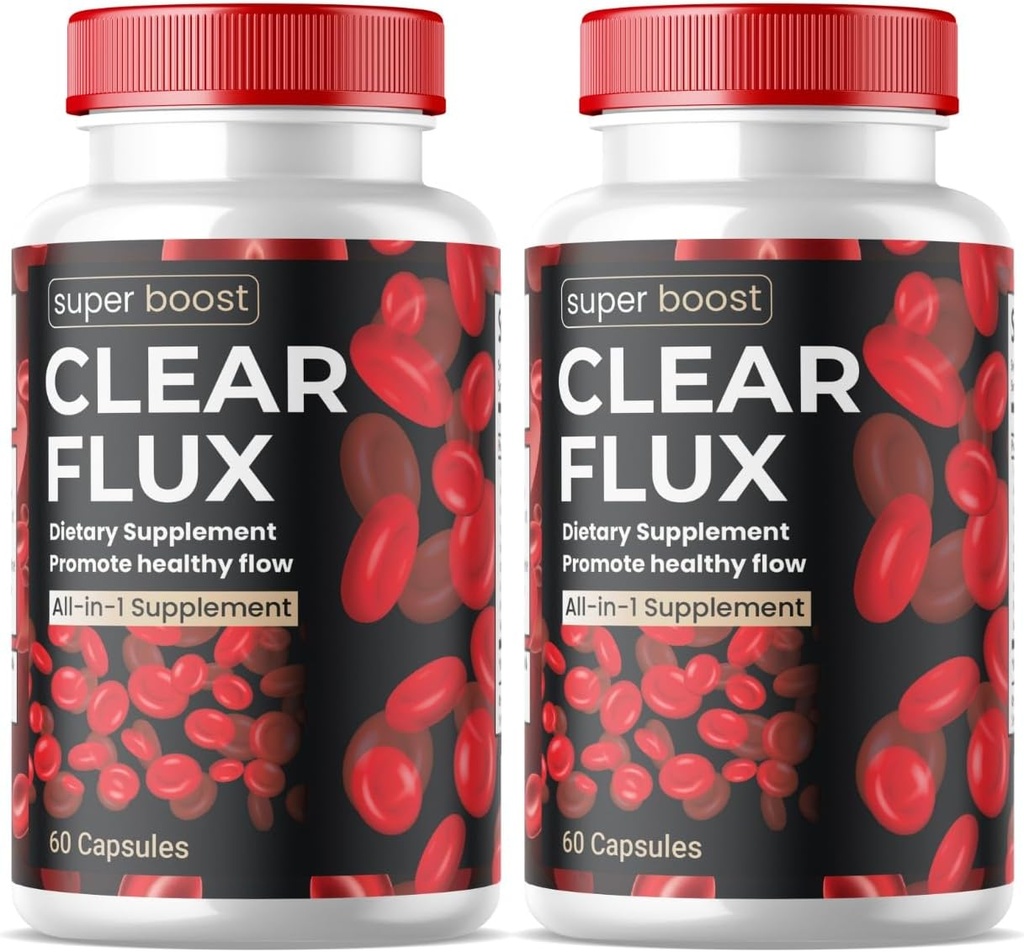 (2 Pack) Clear Flux Supplement Detox Cleanse, Capsules Blood Vessel Cleaner Support Advanced Formula, ClearFlux Capsules Maximum Strength All Natural Vitamins Health (120 Capsules)