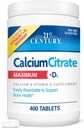 21e eeuw Calcium citraat + D3, 400 tabletten per fles (2 verpakkingen)