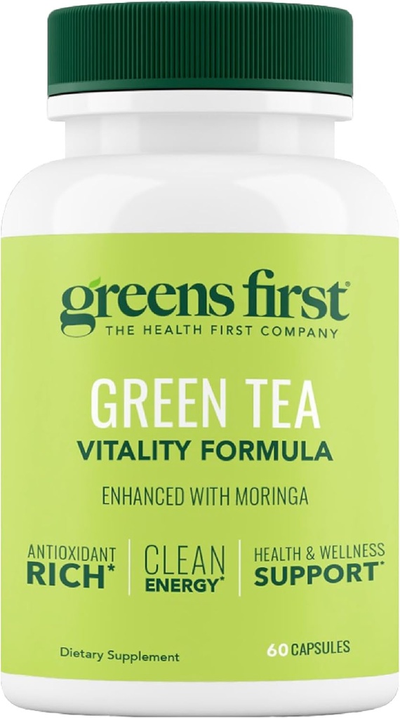 Greens First Green Tea Vitality Formula - Enhanced with Moringa - Antioxidant-Rich for Clean Energy - Vegan & Gluten-Free - Krachtige Blend for Energy & All Wellness (60 capsules)